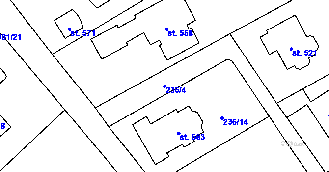 Parcela st. 236/4 v KÚ Štiřín, Katastrální mapa