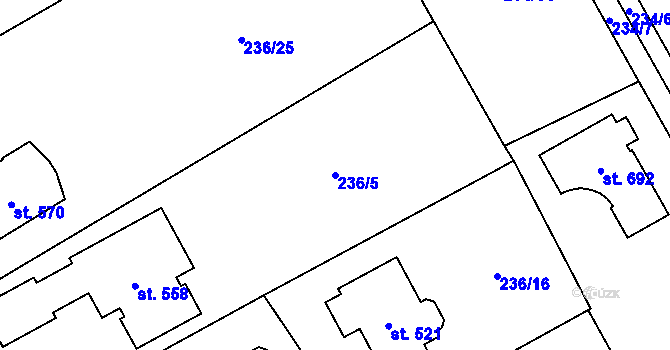 Parcela st. 236/5 v KÚ Štiřín, Katastrální mapa