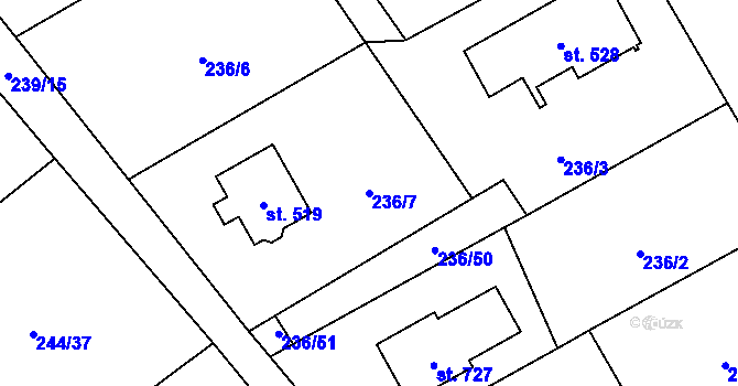 Parcela st. 236/7 v KÚ Štiřín, Katastrální mapa