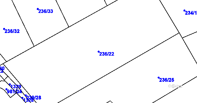 Parcela st. 236/22 v KÚ Štiřín, Katastrální mapa