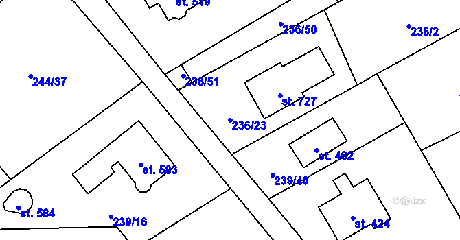 Parcela st. 236/23 v KÚ Štiřín, Katastrální mapa