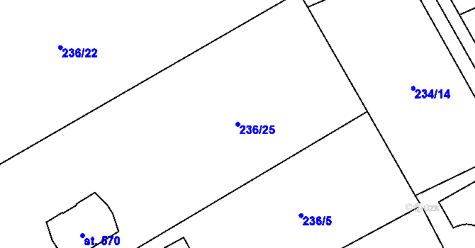 Parcela st. 236/25 v KÚ Štiřín, Katastrální mapa