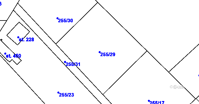 Parcela st. 255/29 v KÚ Štiřín, Katastrální mapa