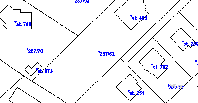 Parcela st. 257/62 v KÚ Štiřín, Katastrální mapa