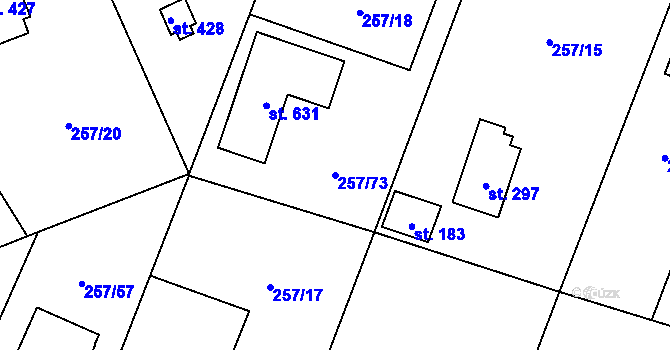 Parcela st. 257/73 v KÚ Štiřín, Katastrální mapa