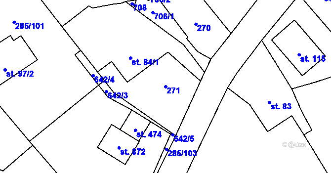 Parcela st. 271 v KÚ Štiřín, Katastrální mapa