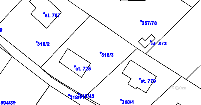 Parcela st. 318/3 v KÚ Štiřín, Katastrální mapa