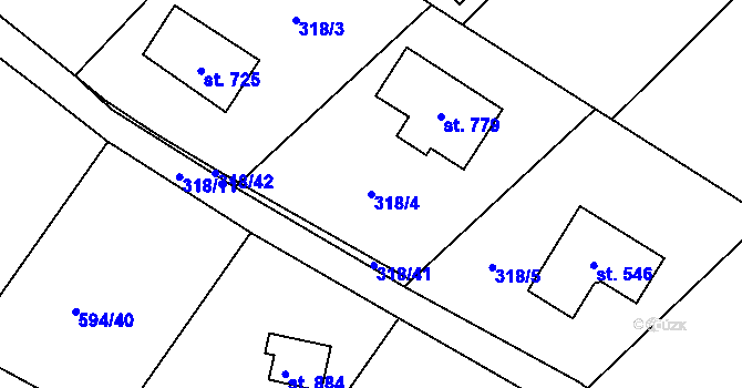 Parcela st. 318/4 v KÚ Štiřín, Katastrální mapa