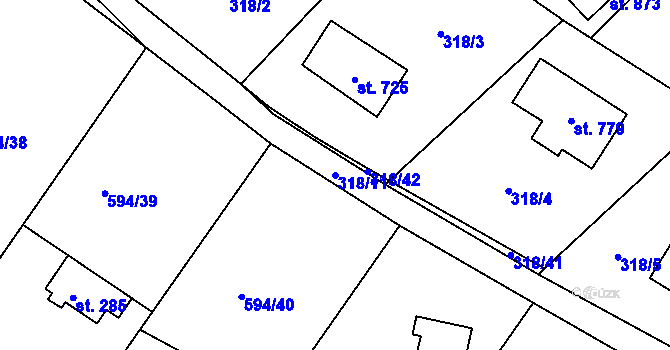 Parcela st. 318/11 v KÚ Štiřín, Katastrální mapa