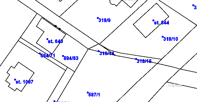 Parcela st. 318/14 v KÚ Štiřín, Katastrální mapa