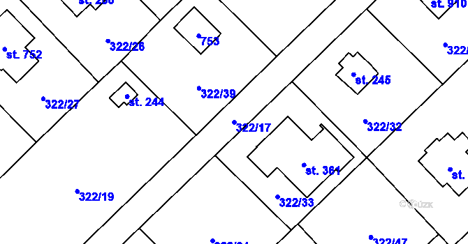 Parcela st. 322/17 v KÚ Štiřín, Katastrální mapa
