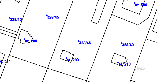 Parcela st. 328/46 v KÚ Štiřín, Katastrální mapa