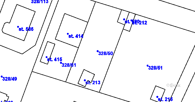 Parcela st. 328/50 v KÚ Štiřín, Katastrální mapa