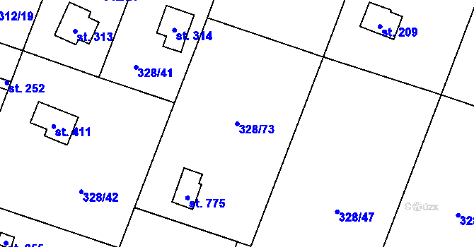 Parcela st. 328/73 v KÚ Štiřín, Katastrální mapa