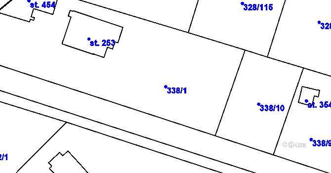 Parcela st. 338/1 v KÚ Štiřín, Katastrální mapa