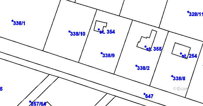 Parcela st. 338/9 v KÚ Štiřín, Katastrální mapa
