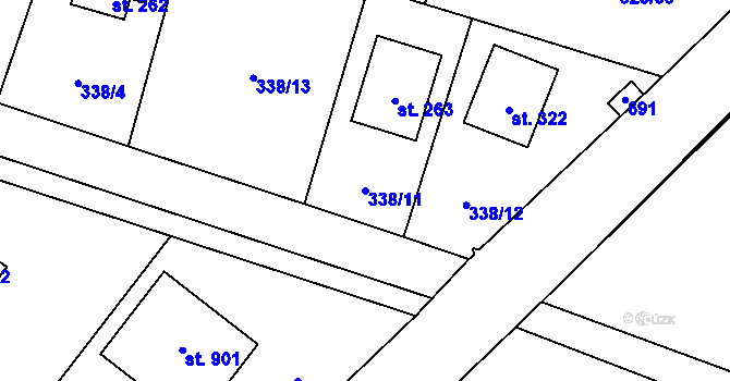 Parcela st. 338/11 v KÚ Štiřín, Katastrální mapa