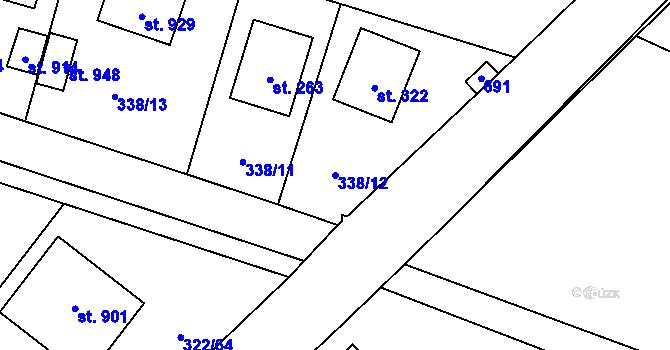 Parcela st. 338/12 v KÚ Štiřín, Katastrální mapa