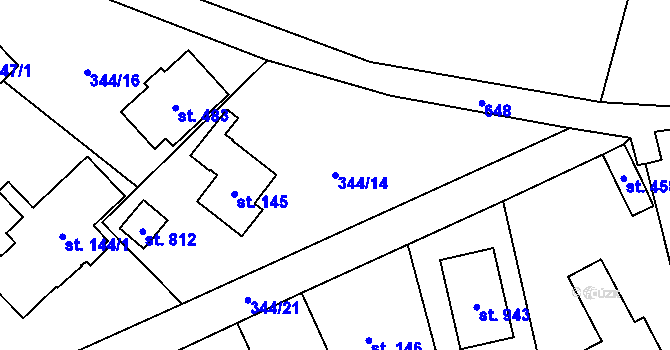 Parcela st. 344/14 v KÚ Štiřín, Katastrální mapa