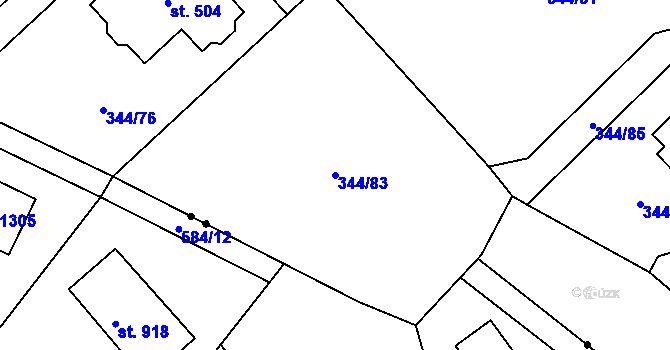 Parcela st. 344/83 v KÚ Štiřín, Katastrální mapa