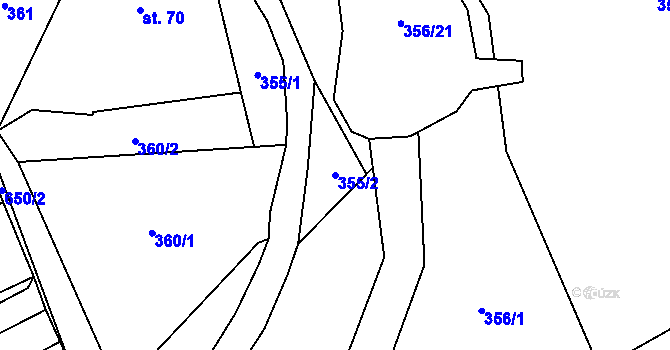 Parcela st. 355/2 v KÚ Štiřín, Katastrální mapa