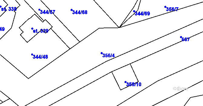 Parcela st. 356/4 v KÚ Štiřín, Katastrální mapa