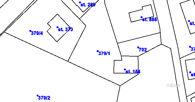 Parcela st. 379/1 v KÚ Štiřín, Katastrální mapa