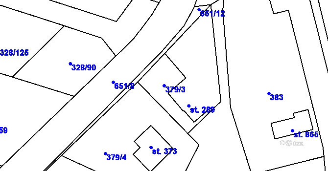 Parcela st. 379/3 v KÚ Štiřín, Katastrální mapa