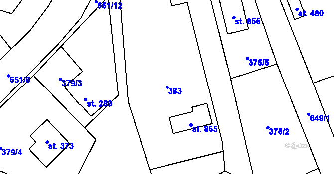 Parcela st. 383 v KÚ Štiřín, Katastrální mapa