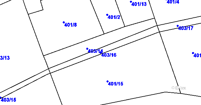 Parcela st. 403/16 v KÚ Štiřín, Katastrální mapa