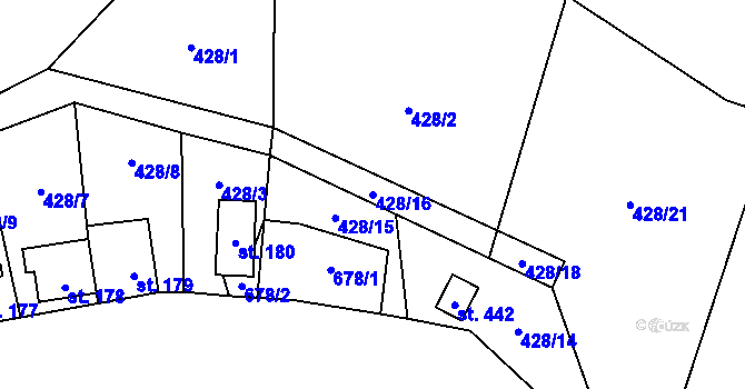 Parcela st. 428/16 v KÚ Štiřín, Katastrální mapa