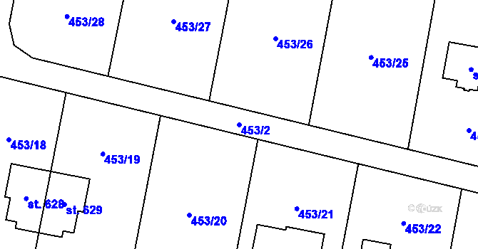 Parcela st. 453/2 v KÚ Štiřín, Katastrální mapa