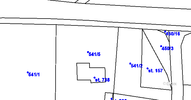 Parcela st. 541/3 v KÚ Štiřín, Katastrální mapa