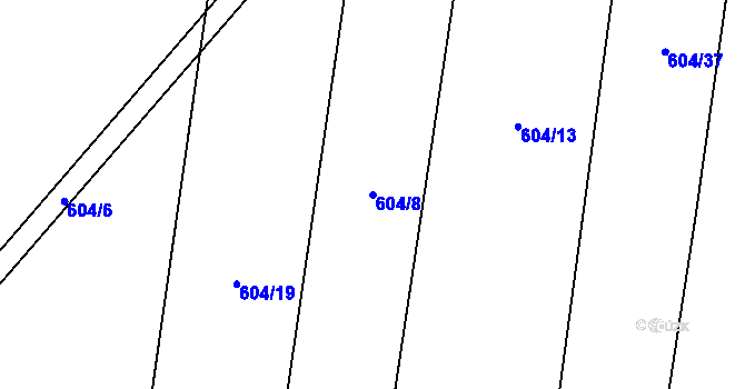Parcela st. 604/8 v KÚ Štiřín, Katastrální mapa
