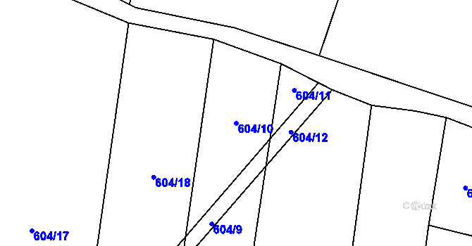 Parcela st. 604/10 v KÚ Štiřín, Katastrální mapa