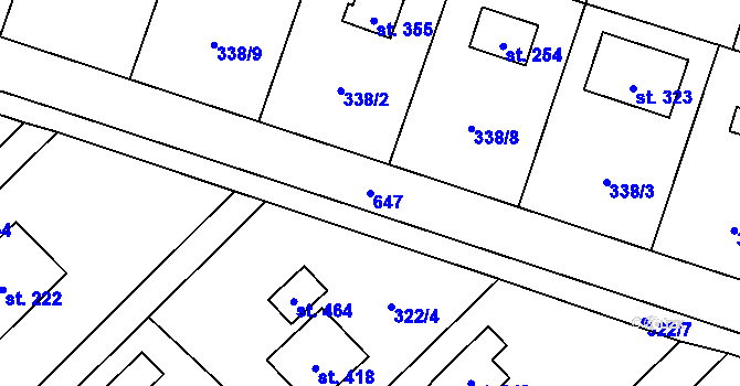 Parcela st. 647 v KÚ Štiřín, Katastrální mapa