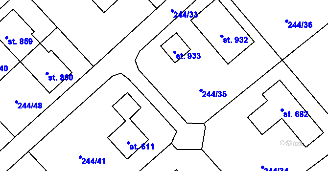 Parcela st. 244/25 v KÚ Štiřín, Katastrální mapa