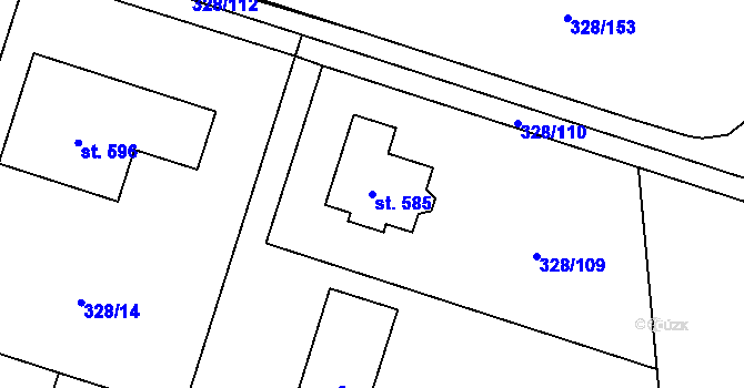 Parcela st. 585 v KÚ Štiřín, Katastrální mapa