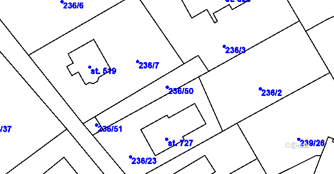 Parcela st. 236/50 v KÚ Štiřín, Katastrální mapa