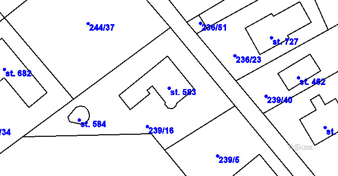 Parcela st. 583 v KÚ Štiřín, Katastrální mapa
