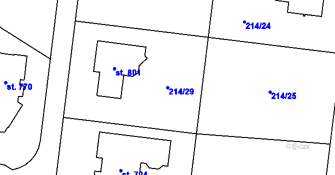 Parcela st. 214/29 v KÚ Štiřín, Katastrální mapa