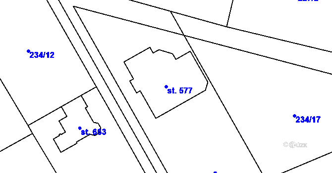 Parcela st. 577 v KÚ Štiřín, Katastrální mapa