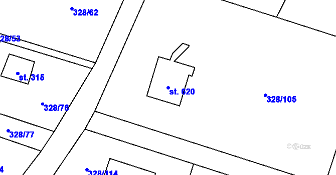 Parcela st. 620 v KÚ Štiřín, Katastrální mapa