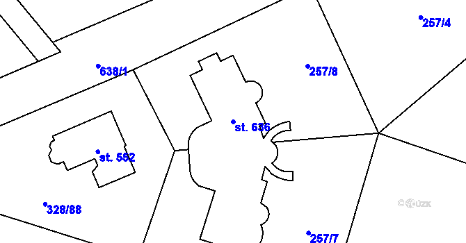 Parcela st. 636 v KÚ Štiřín, Katastrální mapa