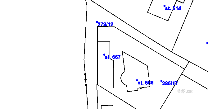 Parcela st. 667 v KÚ Štiřín, Katastrální mapa