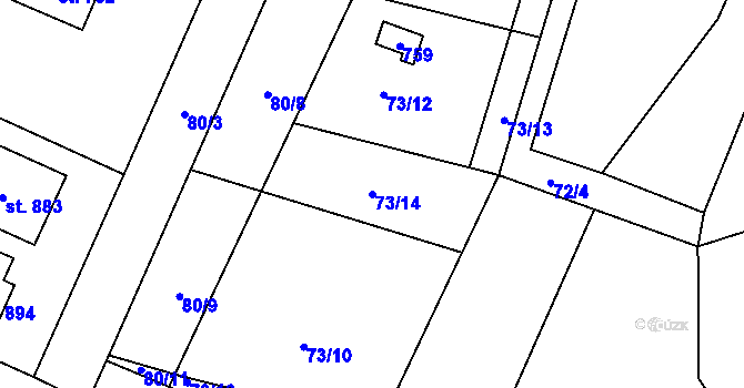 Parcela st. 73/14 v KÚ Štiřín, Katastrální mapa