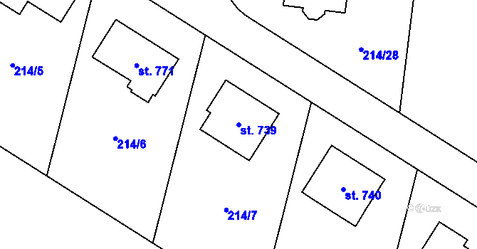 Parcela st. 739 v KÚ Štiřín, Katastrální mapa