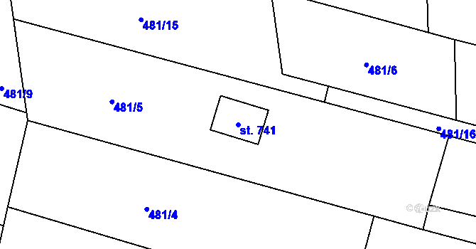 Parcela st. 741 v KÚ Štiřín, Katastrální mapa