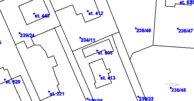 Parcela st. 803 v KÚ Štiřín, Katastrální mapa