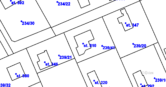 Parcela st. 810 v KÚ Štiřín, Katastrální mapa